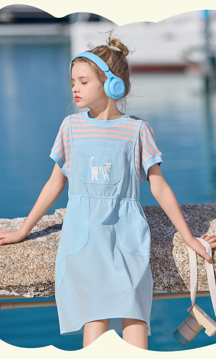 CHANZUIGOU Girls' Two-in-One Energetic T-Shirt Dress with Spliced Suspender Skirt 2026 Summer New Fashion 17